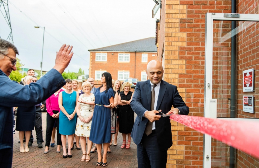Sajid Javid cuts the ribbon