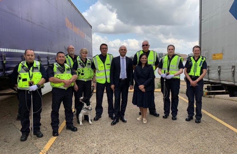 Sajid Javid visits Port Tilbury where he announced a £2.1bn funding increase